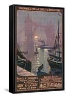 By Rail and Sea from Paris to Brighton or London Featuring the Thames and Tower Bridge-René Péan-Framed Stretched Canvas