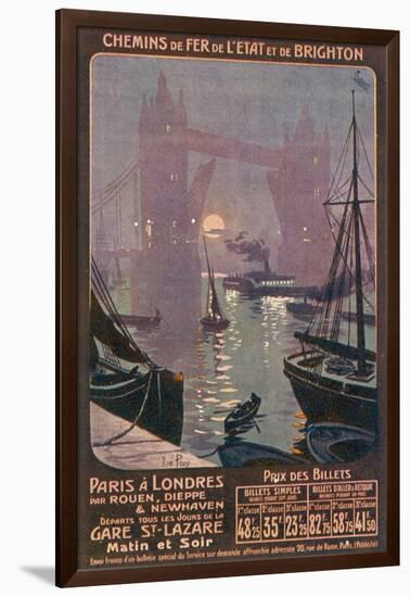 By Rail and Sea from Paris to Brighton or London Featuring the Thames and Tower Bridge-René Péan-Framed Premium Photographic Print