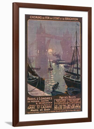 By Rail and Sea from Paris to Brighton or London Featuring the Thames and Tower Bridge-René Péan-Framed Photographic Print