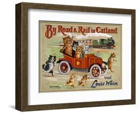 By Road and Rail in Catland, 20Th-Louis Wain-Framed Giclee Print