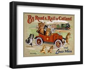 By Road and Rail in Catland, 20Th-Louis Wain-Framed Giclee Print