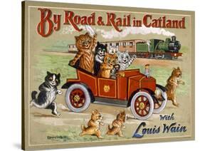 By Road and Rail in Catland, 20Th-Louis Wain-Stretched Canvas