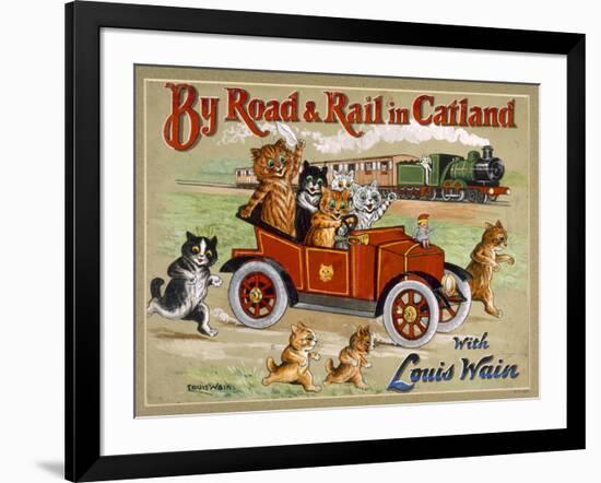 By Road and Rail in Catland, 20Th-Louis Wain-Framed Giclee Print