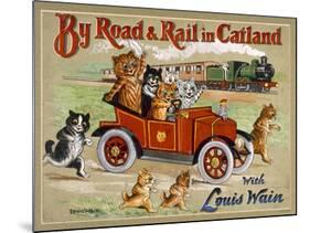 By Road and Rail in Catland, 20Th-Louis Wain-Mounted Giclee Print