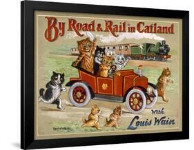 By Road and Rail in Catland, 20Th-Louis Wain-Framed Giclee Print