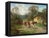 By the Barn-Charles James Adams-Framed Stretched Canvas