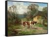 By the Barn-Charles James Adams-Framed Stretched Canvas