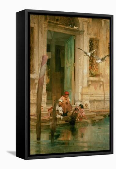By the Canal, Venice-Marcus Stone-Framed Stretched Canvas