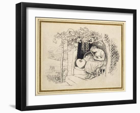 By the Cradle-Arthur Hughes-Framed Giclee Print