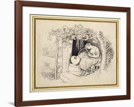 By the Cradle-Arthur Hughes-Framed Giclee Print