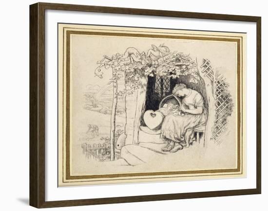 By the Cradle-Arthur Hughes-Framed Giclee Print