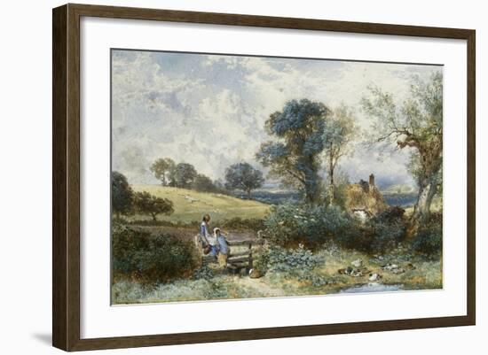 By the Duck Pond-Myles Birket Foster-Framed Giclee Print