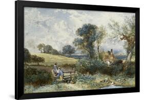 By the Duck Pond-Myles Birket Foster-Framed Giclee Print