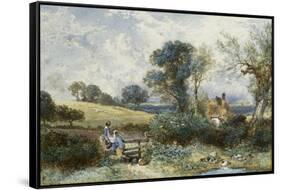 By the Duck Pond-Myles Birket Foster-Framed Stretched Canvas