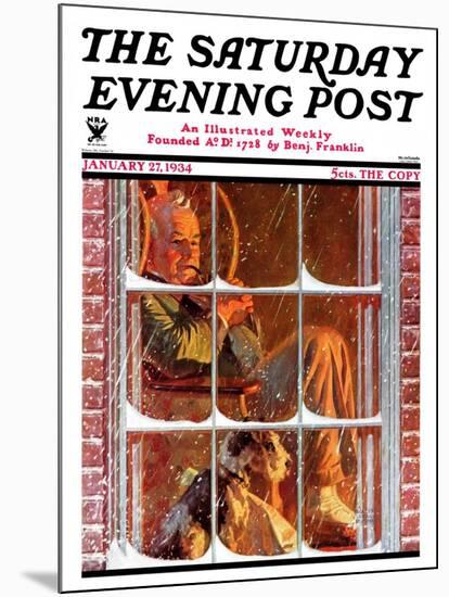 "By the Fire," Saturday Evening Post Cover, January 27, 1934-Walter Beach Humphrey-Mounted Giclee Print