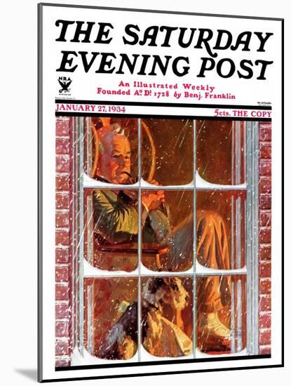 "By the Fire," Saturday Evening Post Cover, January 27, 1934-Walter Beach Humphrey-Mounted Giclee Print