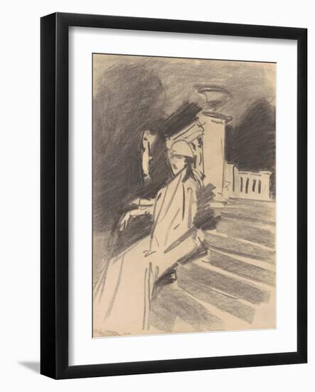 By the Fountain, Villa Torlonia, Frascati, c.1907-John Singer Sargent-Framed Giclee Print