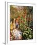 By the Hollyhocks-Sychkov Th.-Framed Giclee Print