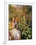 By the Hollyhocks-Sychkov Th.-Framed Giclee Print