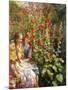 By the Hollyhocks-Sychkov Th.-Mounted Giclee Print