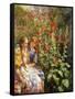 By the Hollyhocks-Sychkov Th.-Framed Stretched Canvas