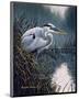By the Marsh - Blue Heron-Russell Cobane-Mounted Art Print