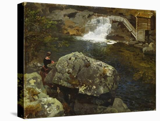 By the Mill Pond-Hans Gude-Stretched Canvas