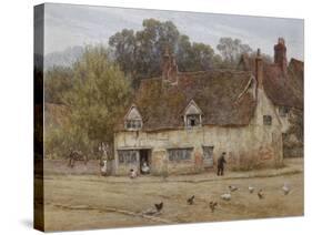 By the Old Cottage-Helen Allingham-Stretched Canvas