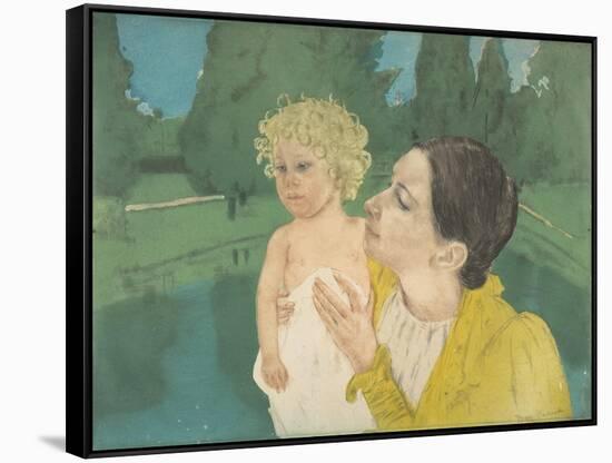 By the Pond, c.1896-Mary Stevenson Cassatt-Framed Stretched Canvas