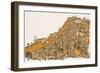 By the River a Big City with Hundred of Ungroupable Hand-Drawn Buildings-RYGER-Framed Art Print