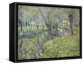 By the River-Frederick Carl Frieseke-Framed Stretched Canvas