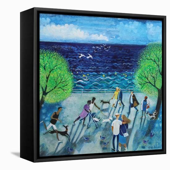 By The Sea, 2021,(acrylics on paper)-Lisa Graa Jensen-Framed Stretched Canvas