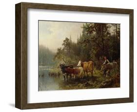 By the water post, 1871-Anders Askevold-Framed Giclee Print