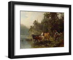 By the water post, 1871-Anders Askevold-Framed Giclee Print
