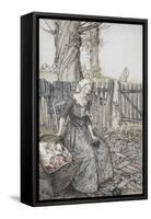 Bye, Baby Bunting.' Mother With Her Baby in a Cot. Father Going Hunting in the Background-Arthur Rackham-Framed Stretched Canvas