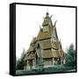 Bygdo (Norway), the Old Church of Gol-Leon, Levy et Fils-Framed Stretched Canvas