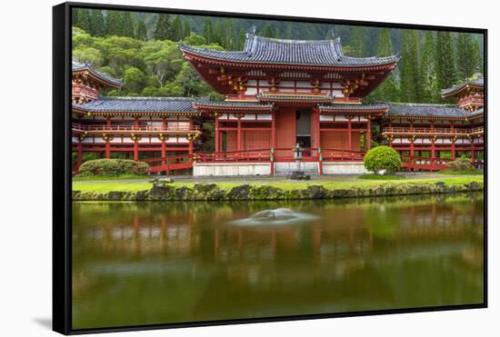 Byodo-In Buddhist Temple, Kaneohe, Oahu, Hawaii, USA-Charles Crust-Framed Stretched Canvas