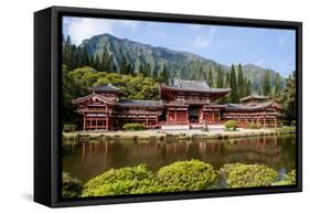 Byodo-In Temple, Valley of the Temples, Kaneohe, Oahu, Hawaii, United States of America, Pacific-Michael DeFreitas-Framed Stretched Canvas