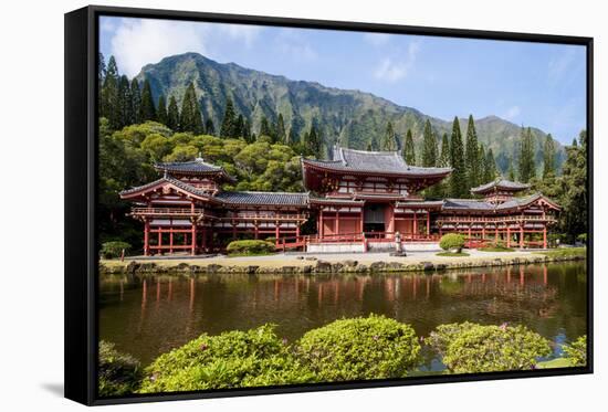 Byodo-In Temple, Valley of the Temples, Kaneohe, Oahu, Hawaii, United States of America, Pacific-Michael DeFreitas-Framed Stretched Canvas