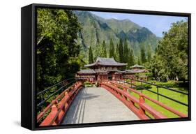 Byodo-In Temple, Valley of the Temples, Kaneohe, Oahu, Hawaii, United States of America, Pacific-Michael DeFreitas-Framed Stretched Canvas