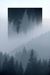 Dark Mountains Forest and Fog - Geometric Reflections Effect-byrdyak-Photographic Print