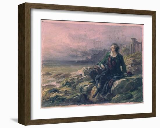 Byron Among the Ruins of Greece-Giovanni Carnovali (Piccio)-Framed Art Print