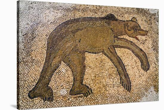 Byzantine bear mosaic, the Theater, Roman ruins of Bulla Regia, Tunisia-Nico Tondini-Stretched Canvas