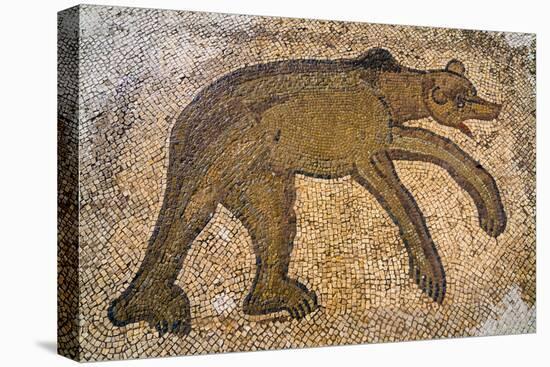 Byzantine bear mosaic, the Theater, Roman ruins of Bulla Regia, Tunisia-Nico Tondini-Stretched Canvas
