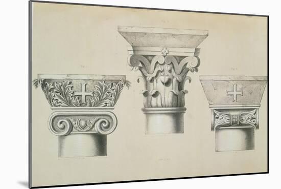 Byzantine Capitals from Columns in the Nave of the Church of St. Demetrius in Thessalonica-Charles Felix Marie Texier-Mounted Giclee Print