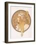 Byzantine Head of a Blond Maiden; Tete Byzantine D'Une Femme Blonde, C.1897 (Lithograph in Colours)-Alphonse Mucha-Framed Giclee Print