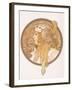 Byzantine Head of a Blond Maiden; Tete Byzantine D'Une Femme Blonde, C.1897 (Lithograph in Colours)-Alphonse Mucha-Framed Giclee Print