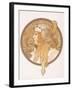 Byzantine Head of a Blond Maiden; Tete Byzantine D'Une Femme Blonde, C.1897 (Lithograph in Colours)-Alphonse Mucha-Framed Giclee Print