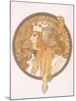 Byzantine Head of a Blond Maiden; Tete Byzantine D'Une Femme Blonde, C.1897 (Lithograph in Colours)-Alphonse Mucha-Mounted Giclee Print