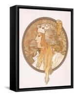 Byzantine Head of a Blond Maiden; Tete Byzantine D'Une Femme Blonde, C.1897 (Lithograph in Colours)-Alphonse Mucha-Framed Stretched Canvas